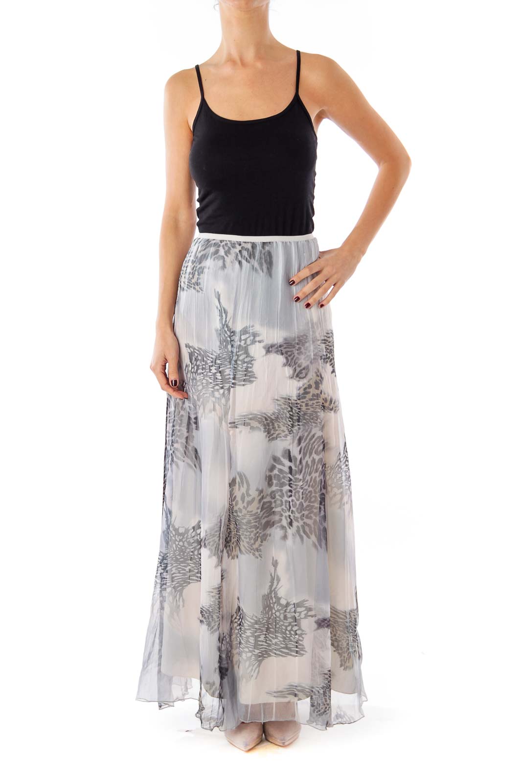 Black & White Chiffon Maxi Skirt