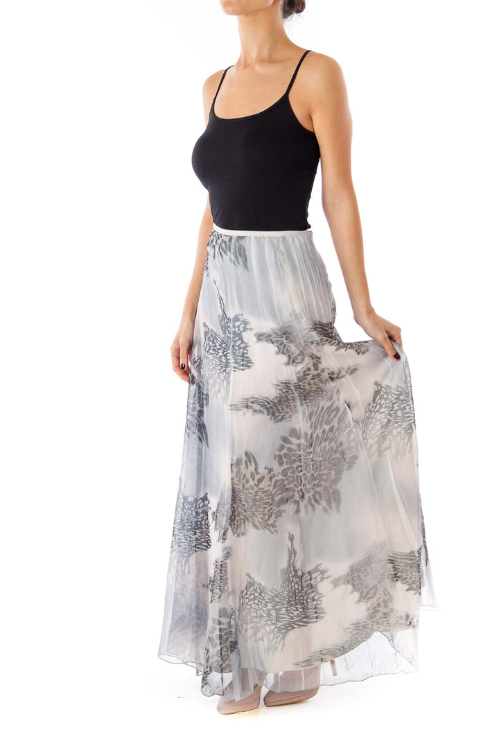 Black & White Chiffon Maxi Skirt