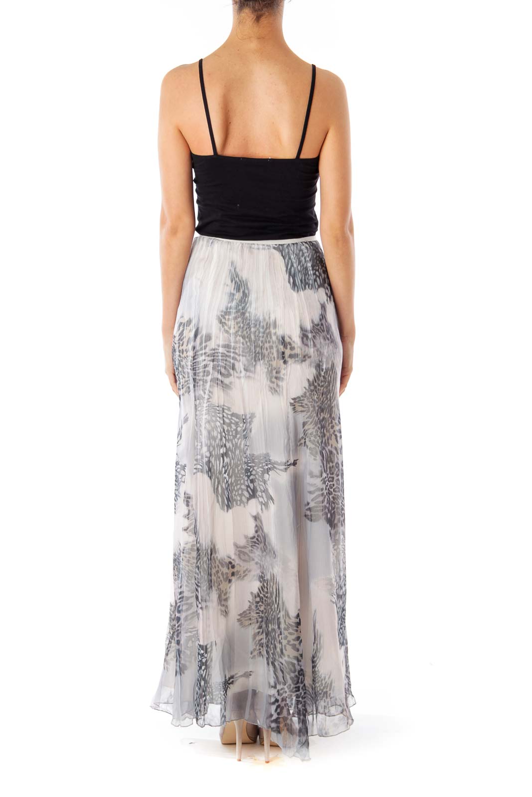 Black & White Chiffon Maxi Skirt