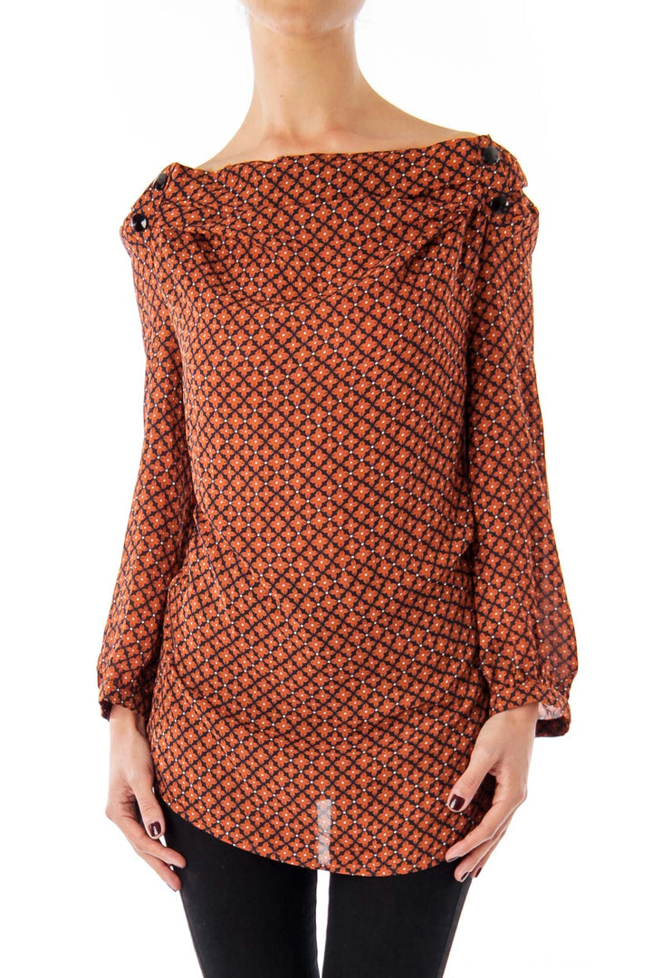 Brown Diamond Patter Blouse