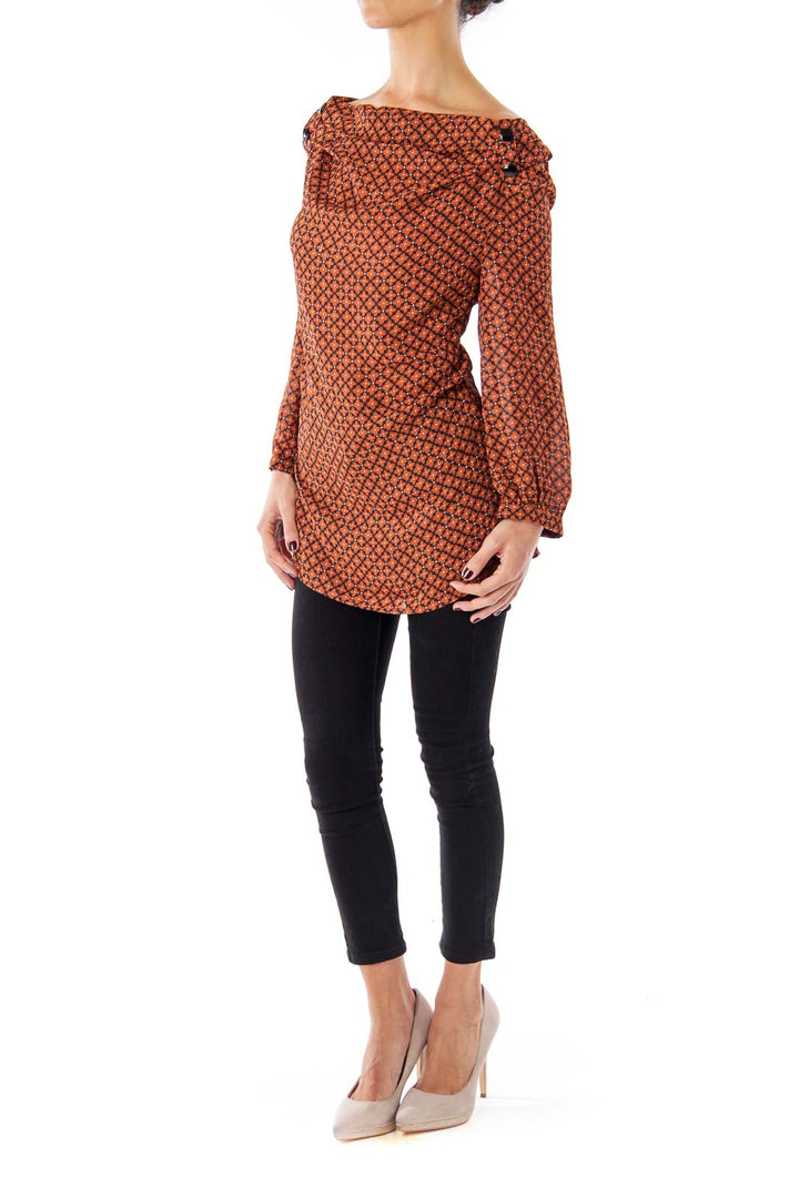 Brown Diamond Patter Blouse