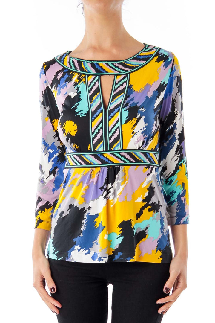 Multicolor Print Round Neck Top