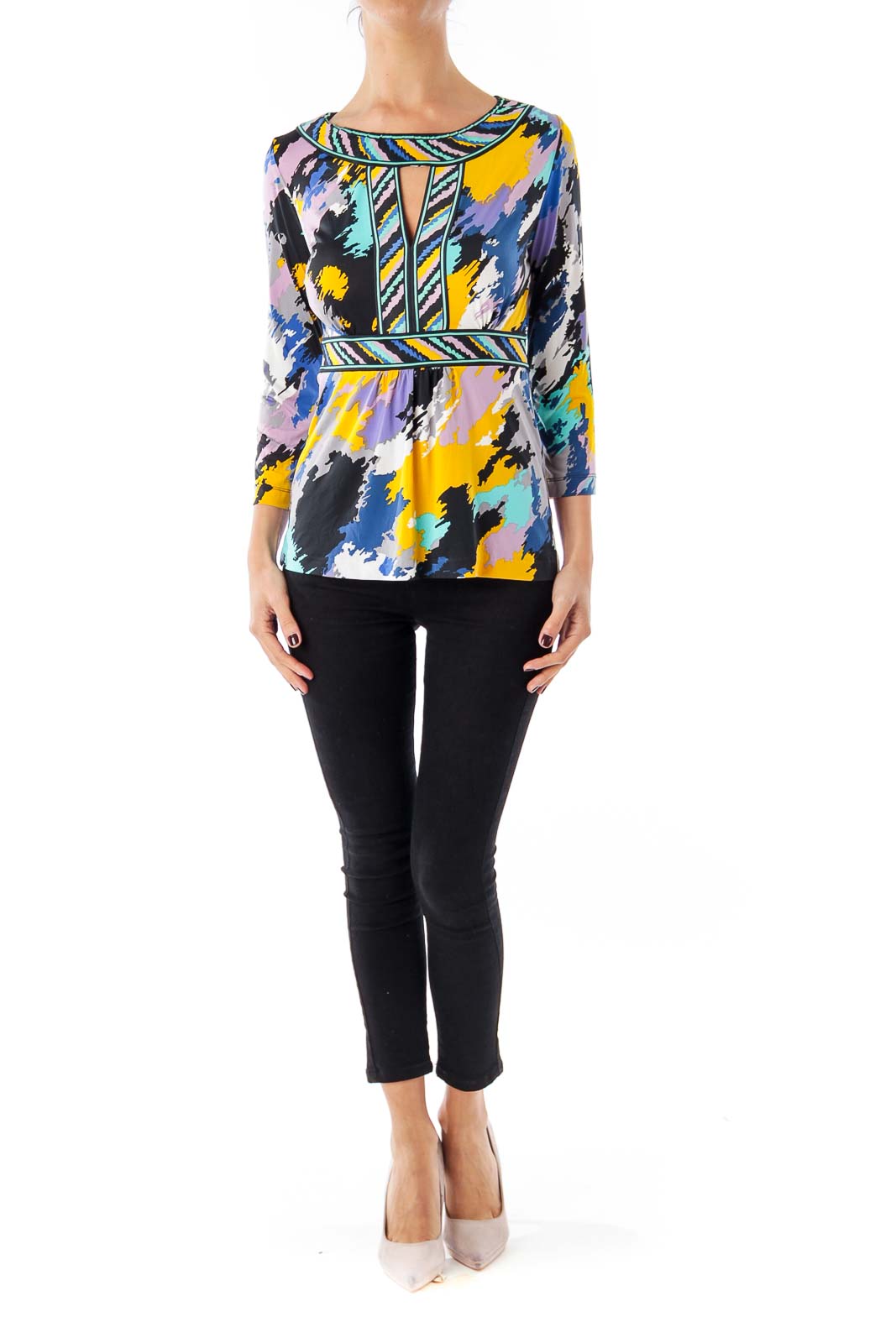 Multicolor Print Round Neck Top