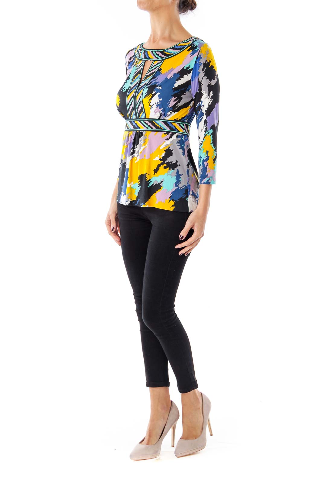 Multicolor Print Round Neck Top