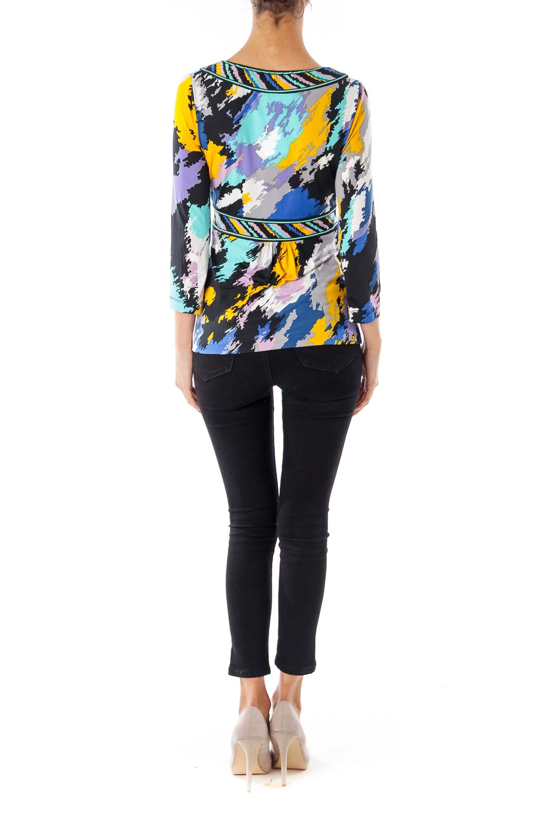 Multicolor Print Round Neck Top