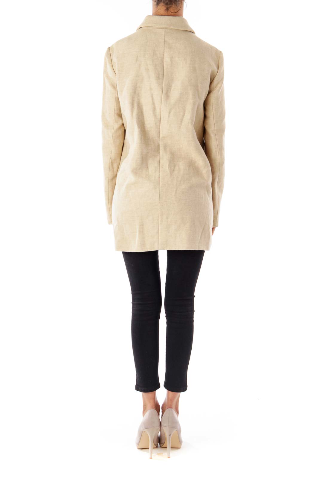 Beige Linen Button Down Coat