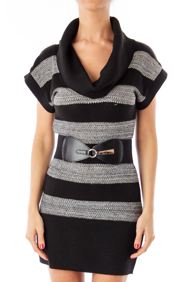 Black & Gray Metallic Woven Top