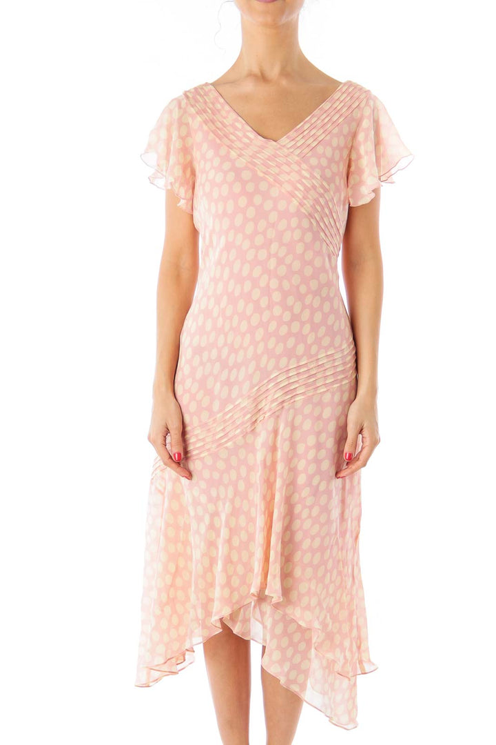 Pink Polka Dot Asymmetric Dress