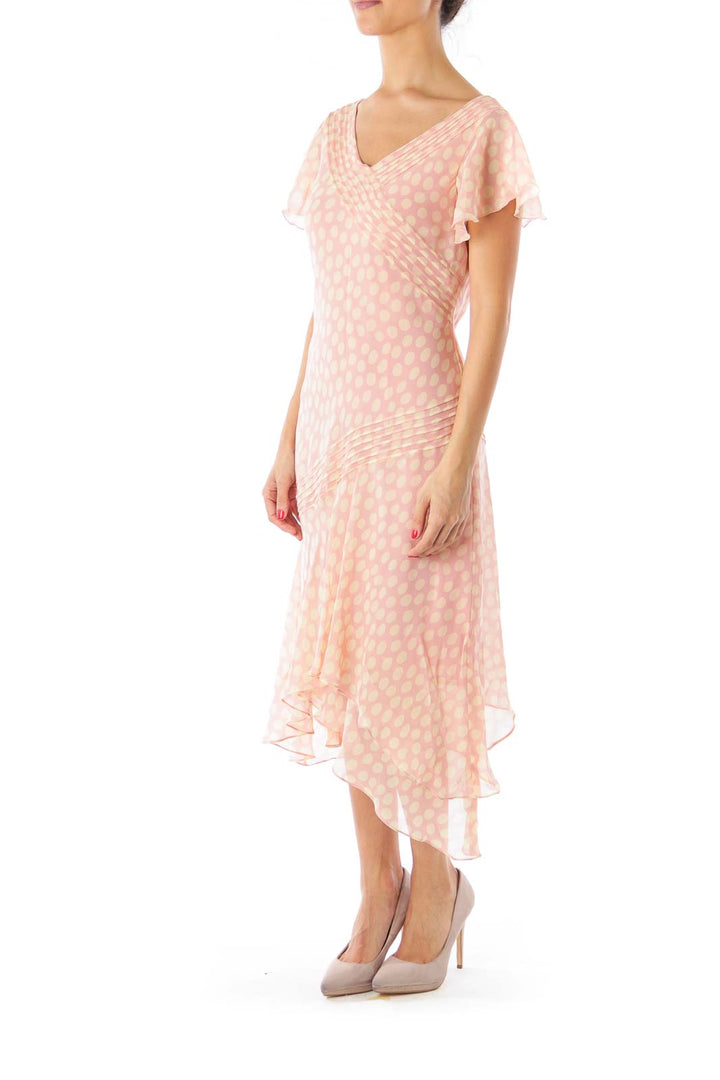 Pink Polka Dot Asymmetric Dress