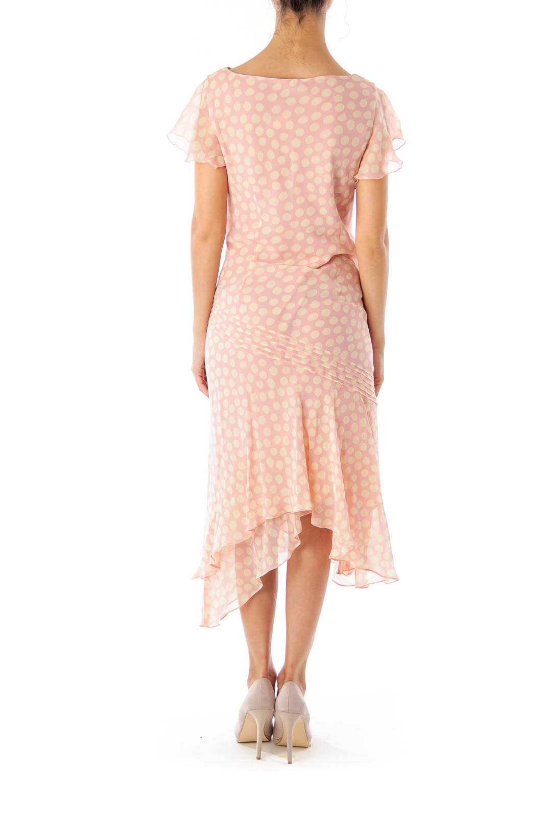 Pink Polka Dot Asymmetric Dress