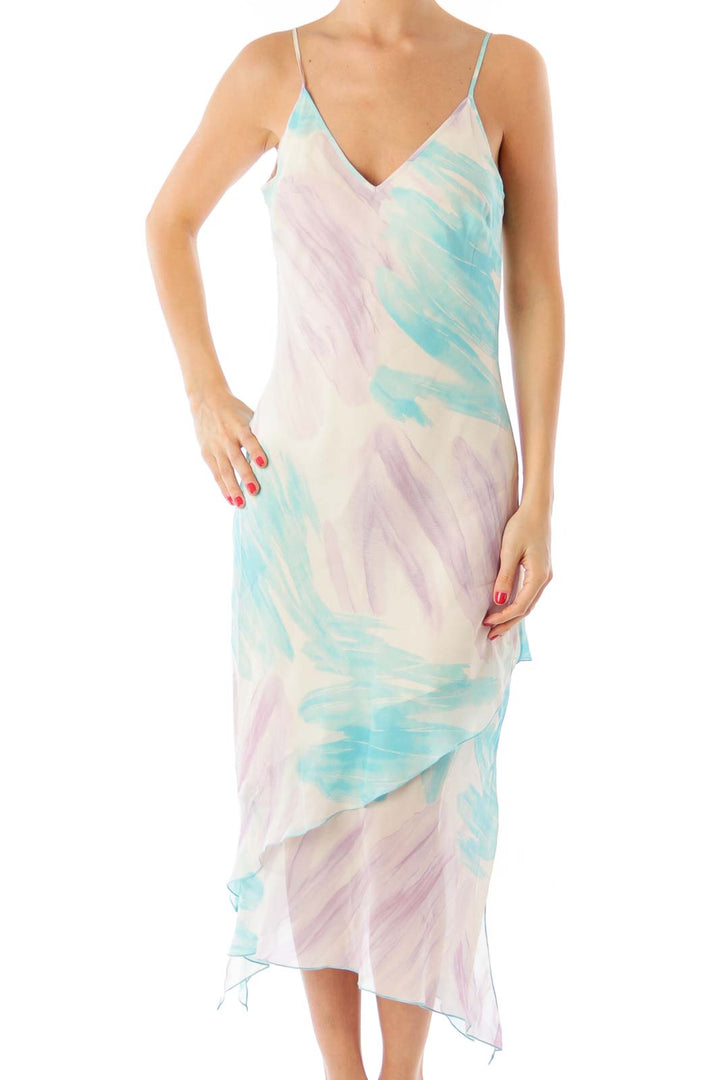 Purple & Baby Blue Spaghetti Strap Maxi Dress