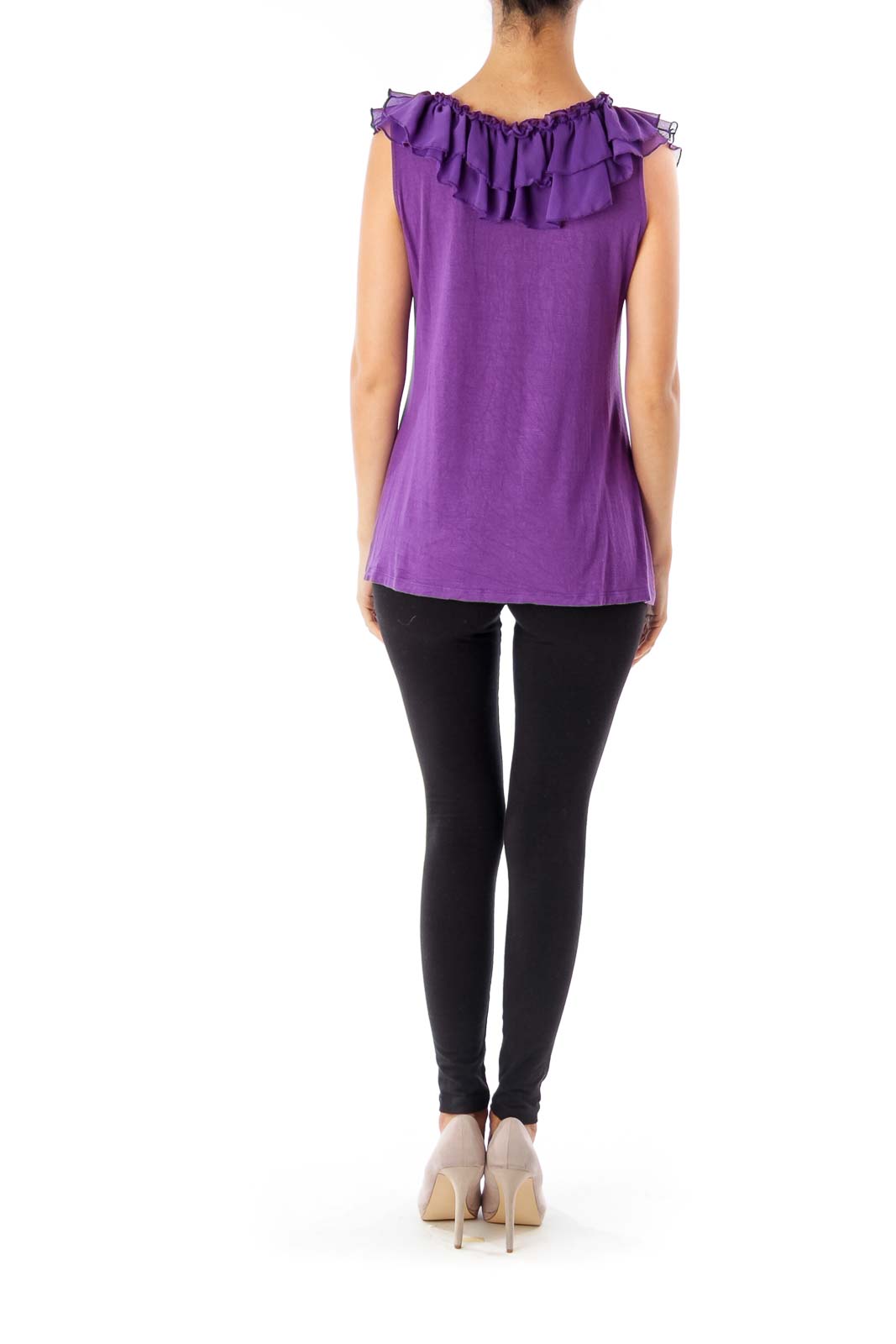 Purple Ruffle V-Neck Top