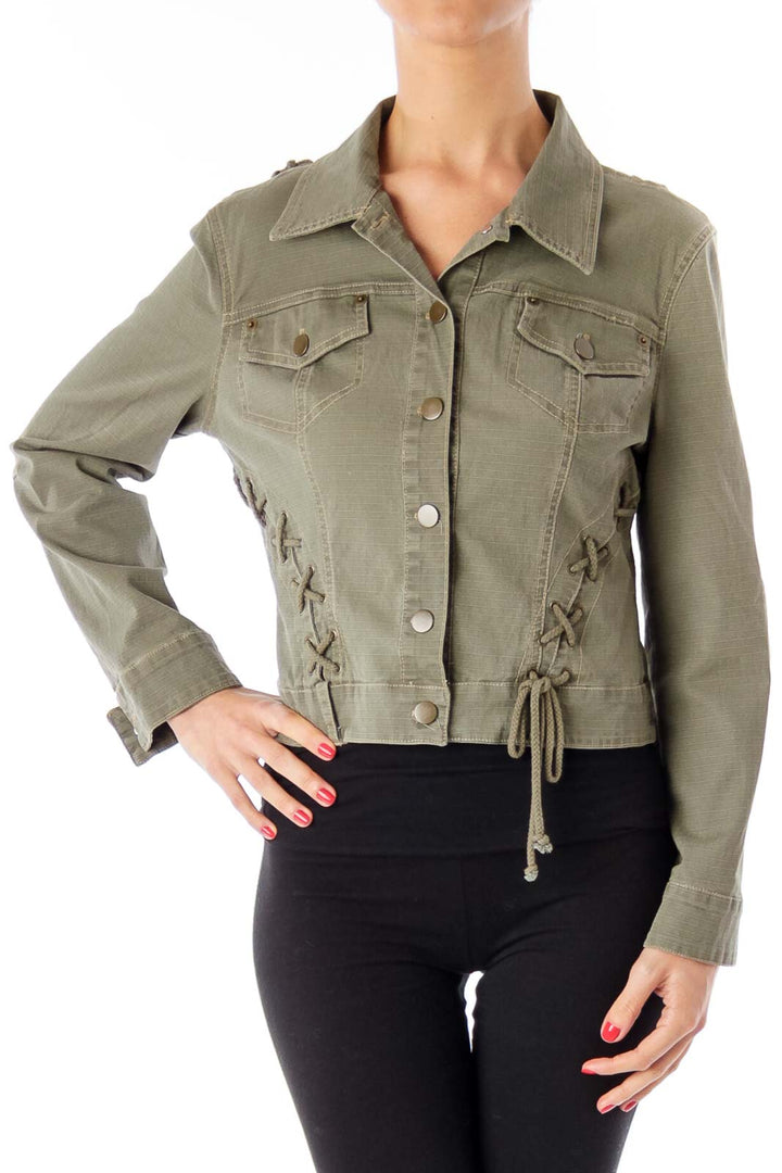 Army Green String Detail Jacket