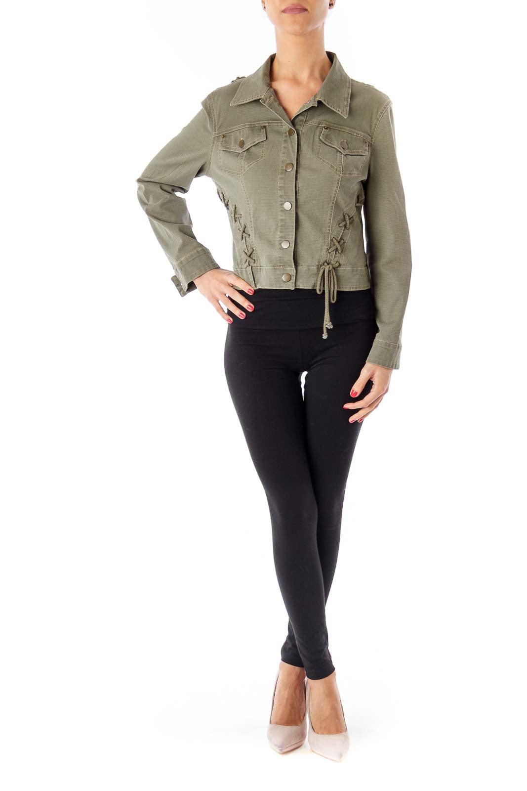 Army Green String Detail Jacket