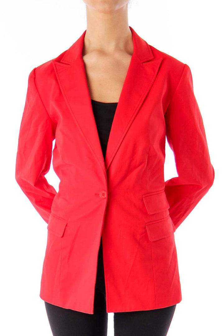 Red One Button Blazer