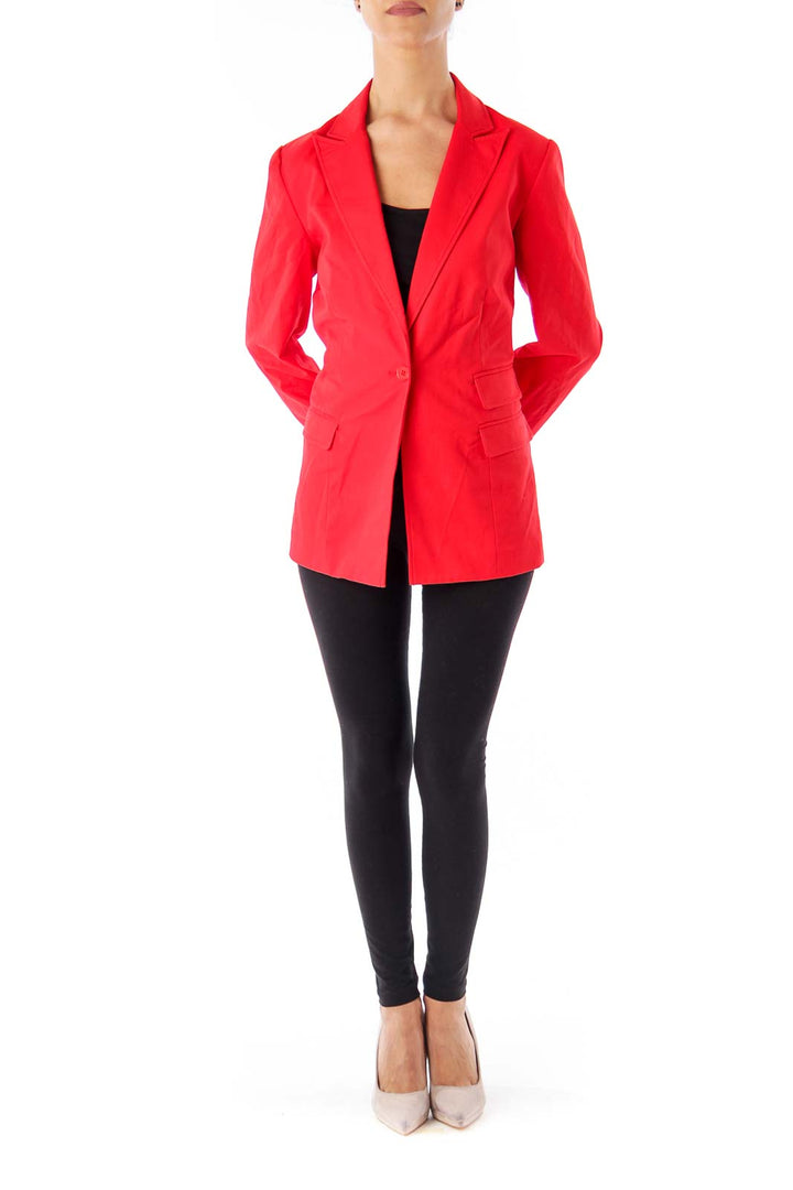 Red One Button Blazer