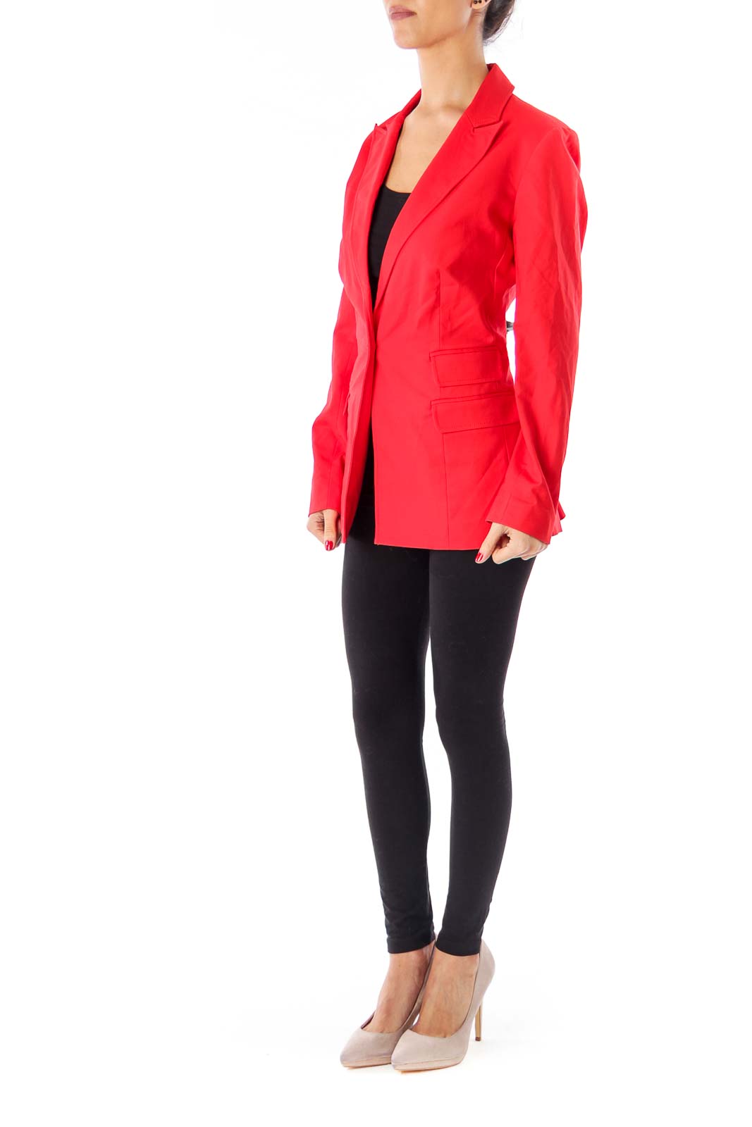 Red One Button Blazer