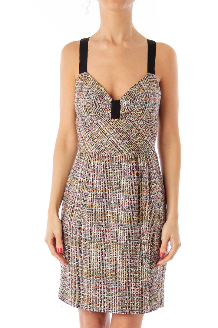 Multi Color Tweed Sheath Dress