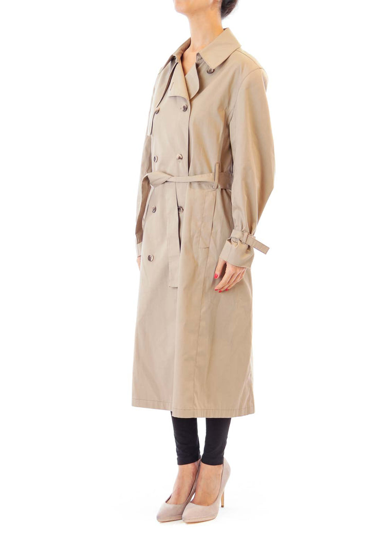 Beige Double Button Trench Coat