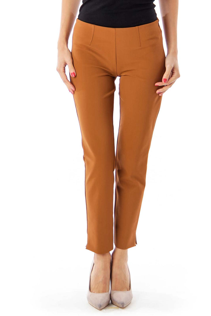 Brown Cropped Narrow Leg Pants