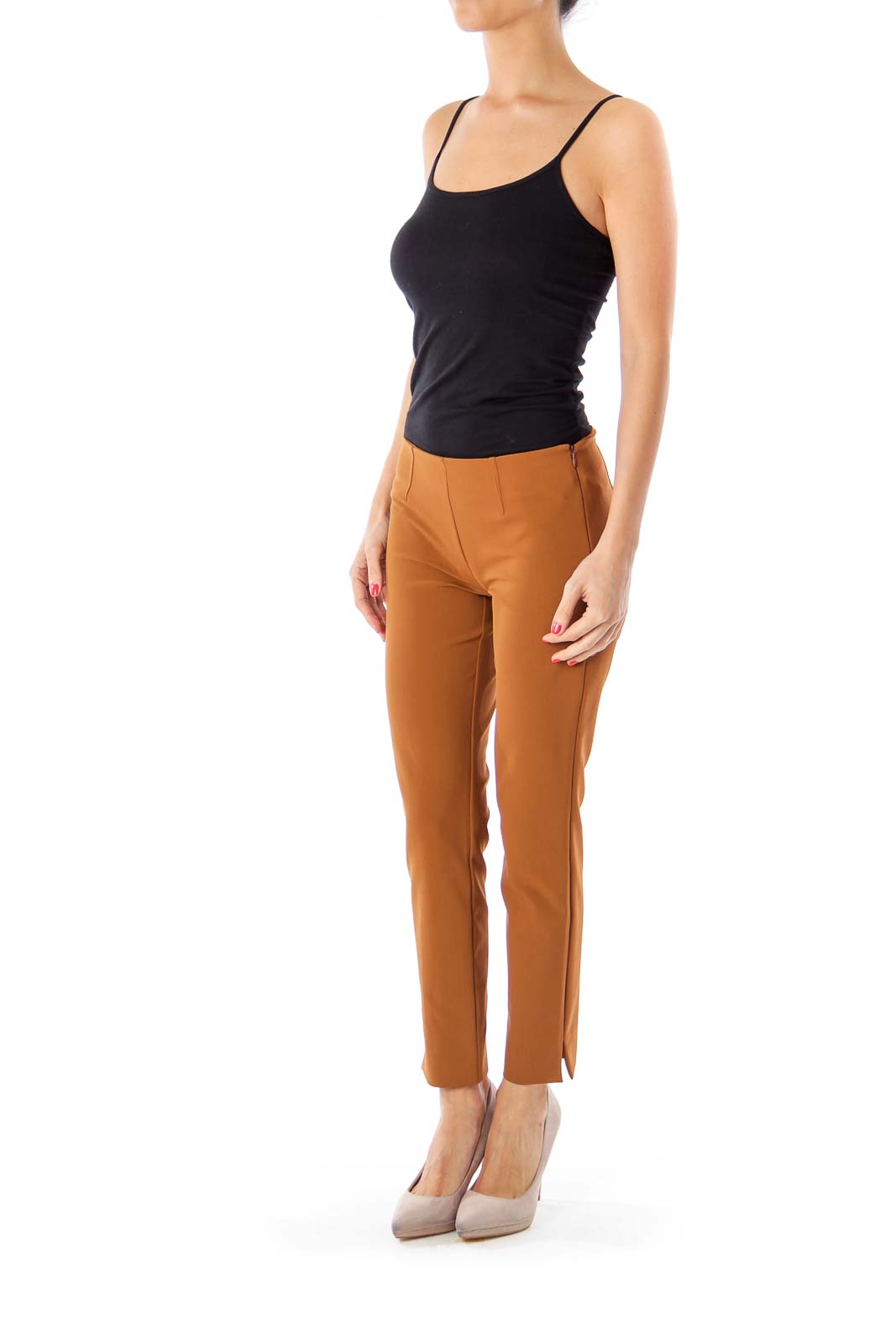 Brown Cropped Narrow Leg Pants