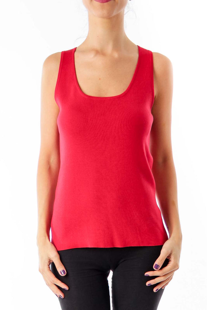 Red Silk Sleeveless Top