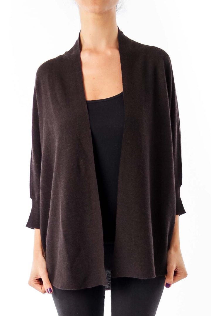 Brown Bat Sleeve Cardigan