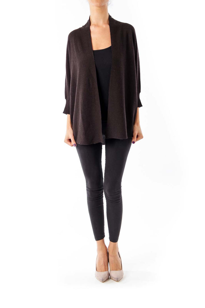 Brown Bat Sleeve Cardigan