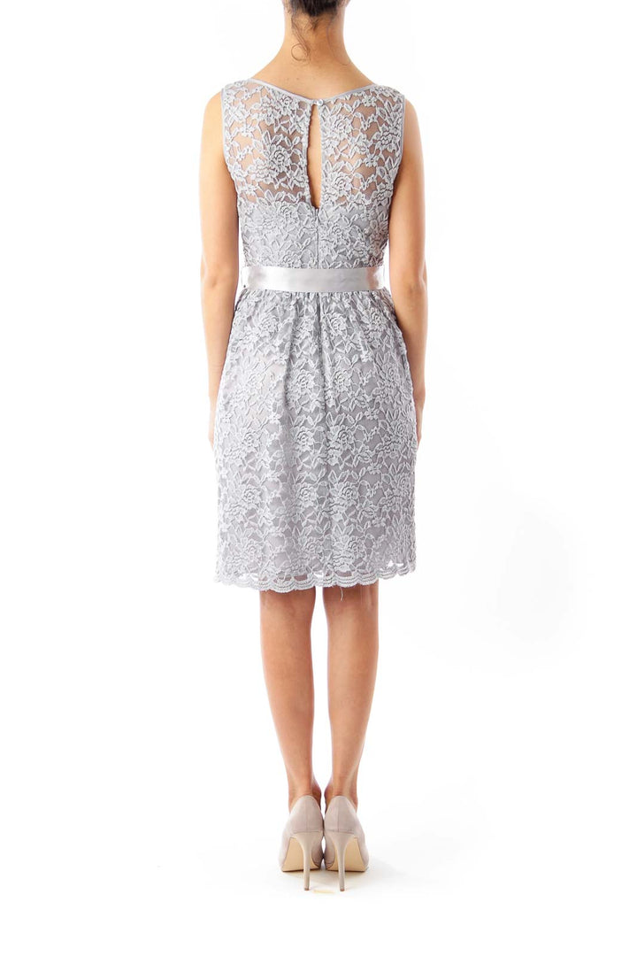 Gray Lace Sleeveless Dress