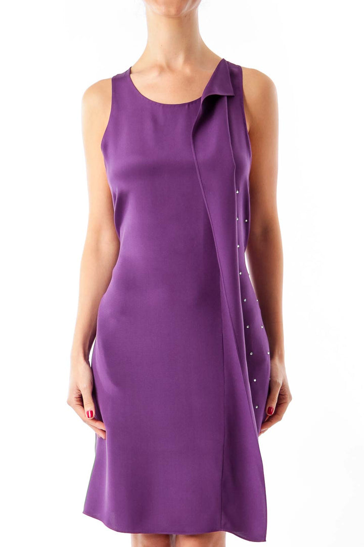 Purple Sequin Sleeveless Dress