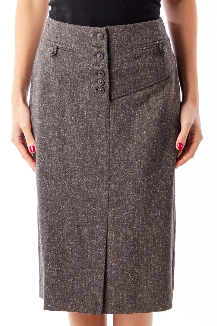 Brown Tweed Pencil Skirt