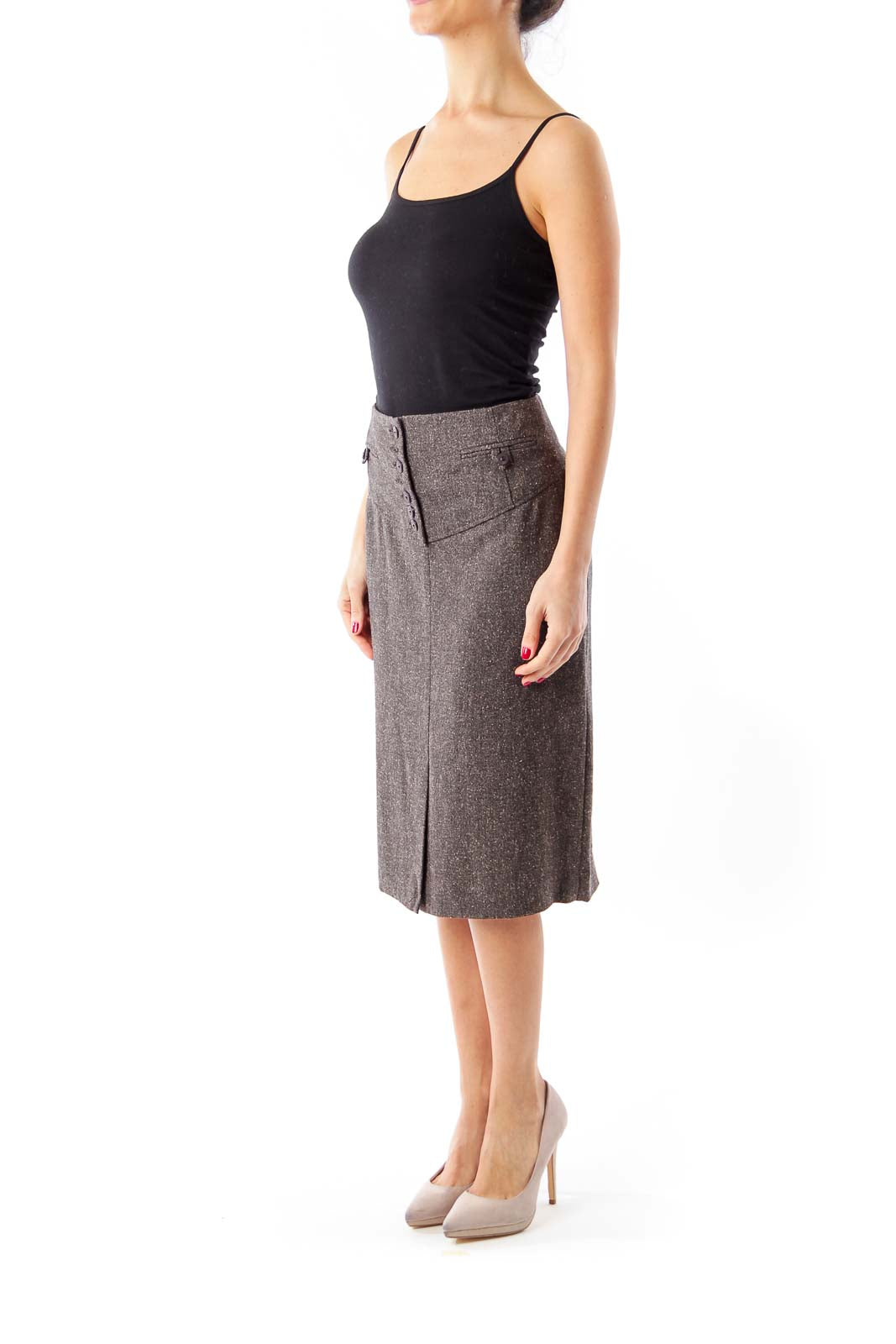 Brown Tweed Pencil Skirt