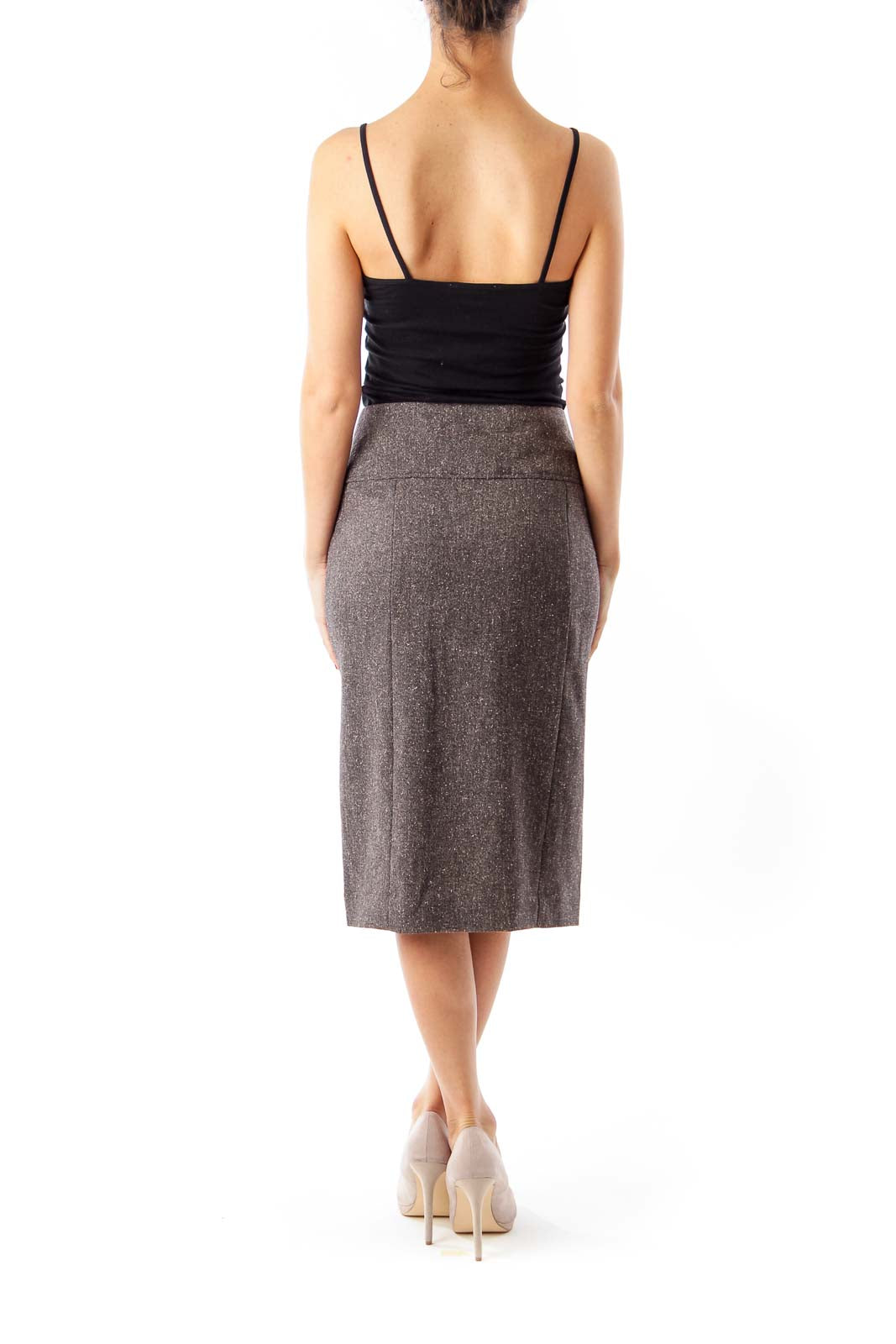 Brown Tweed Pencil Skirt