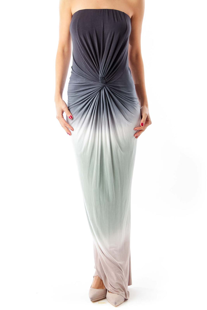 Multi-color Strapless Maxi Dress