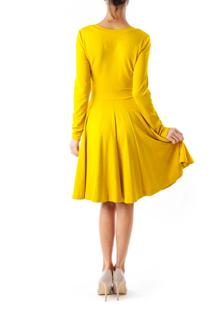 Mustard Yellow Flared Jersey Dress