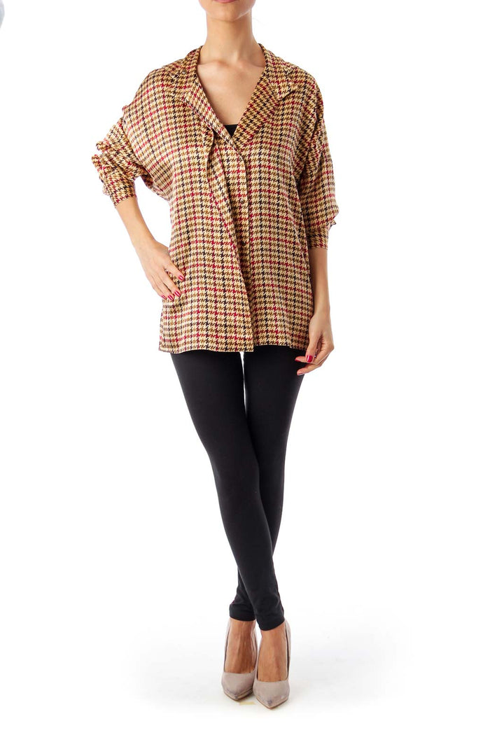 Beige Pattern Stripe Blouse