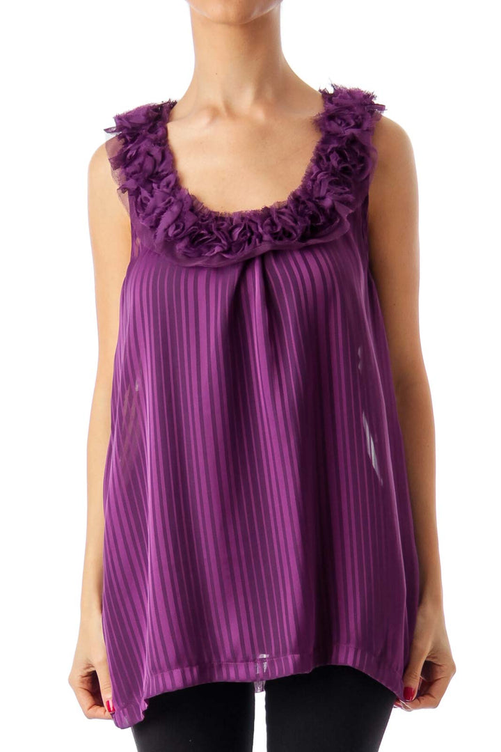 Purple See-Through Sleeveless Top