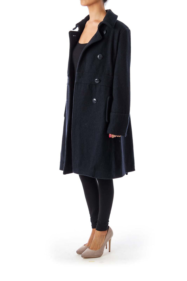 Navy Double Button Down Coat