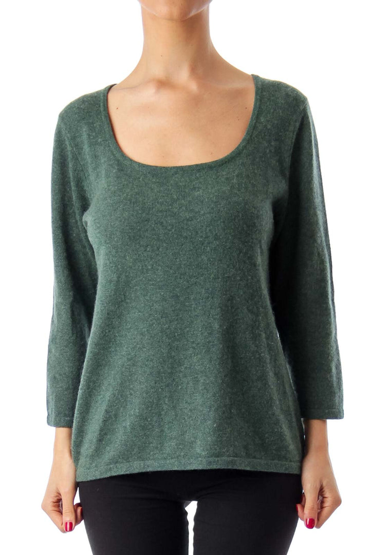 Green Cashmere Lound Neck Knit