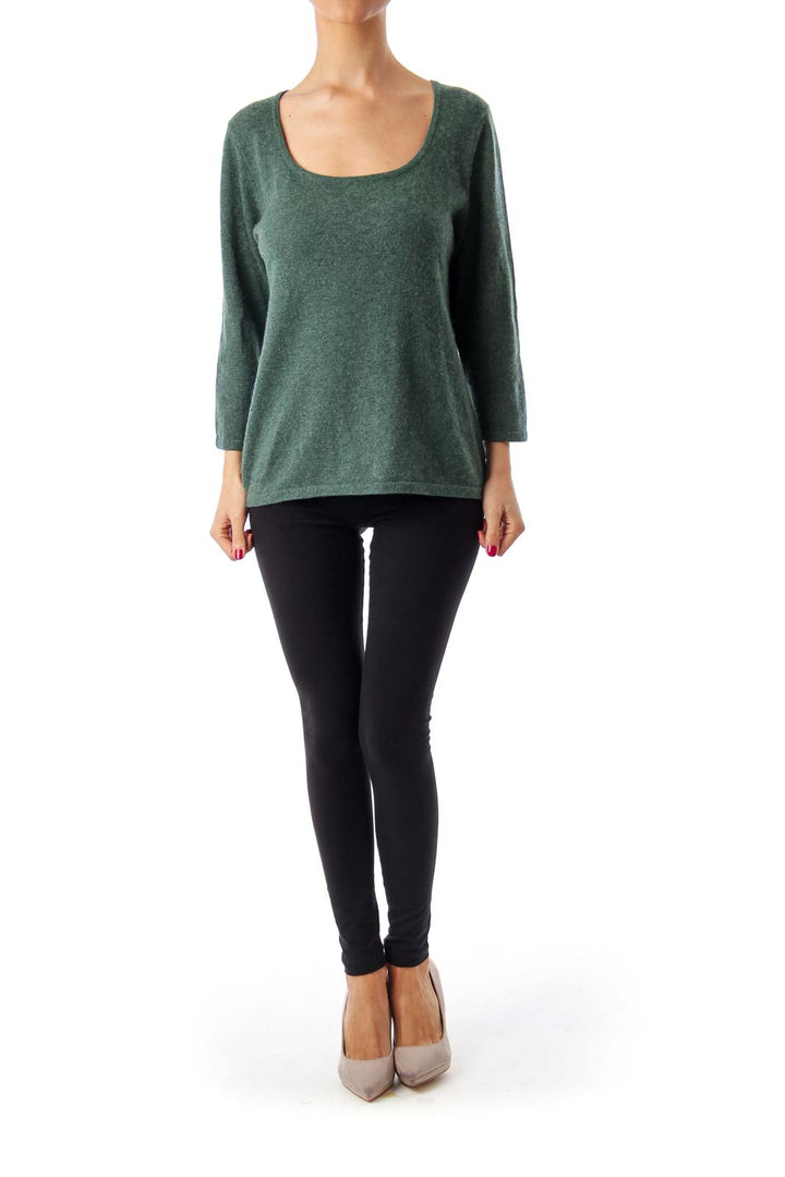 Green Cashmere Lound Neck Knit