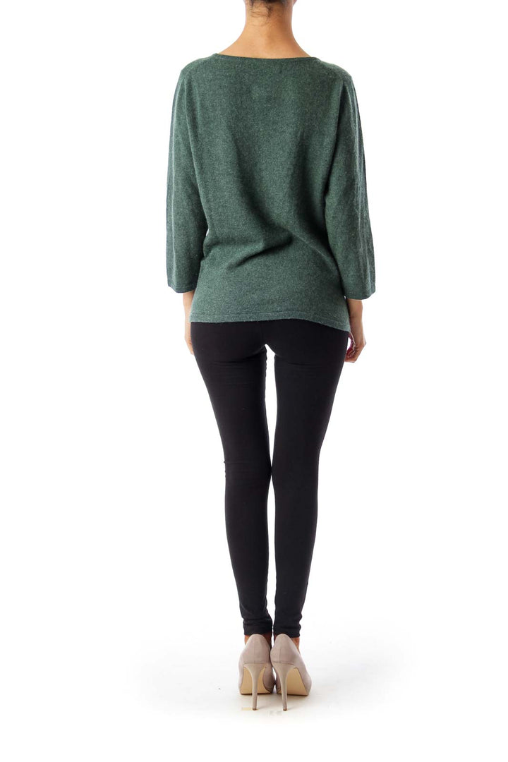 Green Cashmere Lound Neck Knit