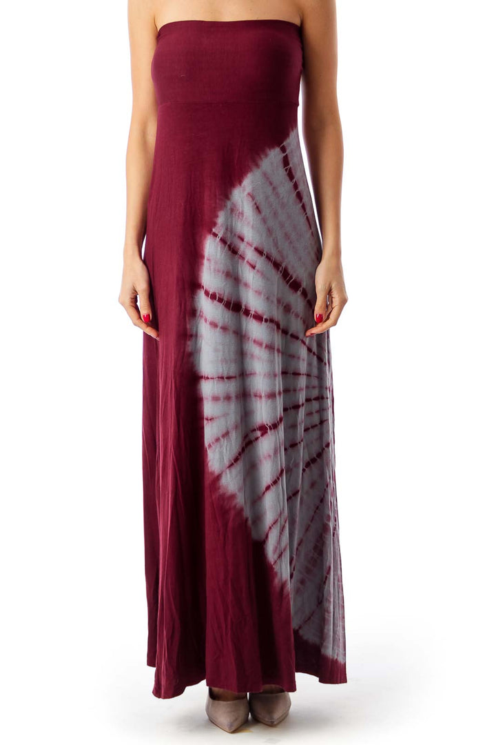 Burgundy & Gray Dyed Maxi Dress