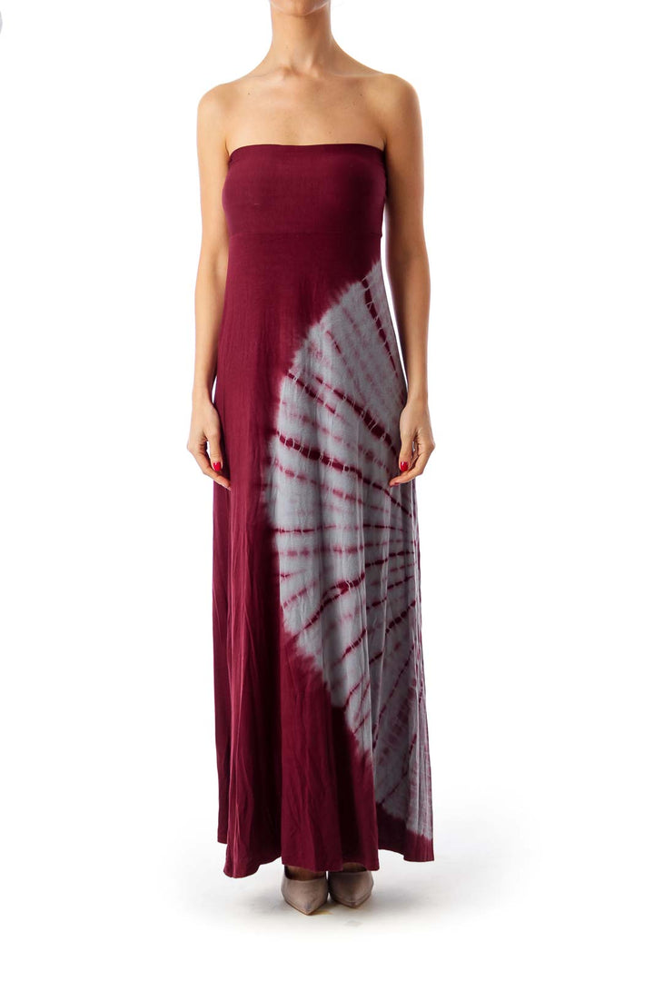 Burgundy & Gray Dyed Maxi Dress