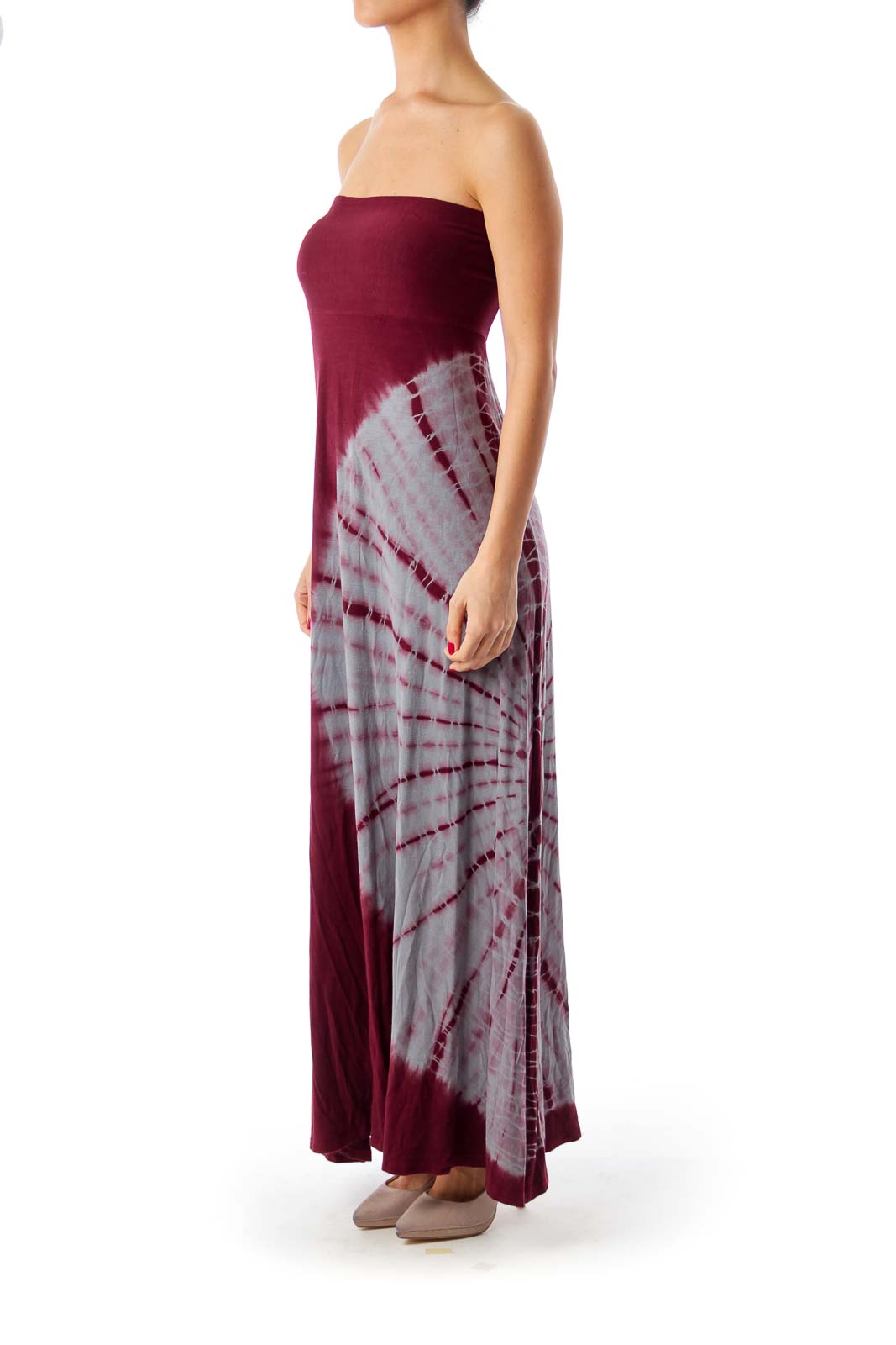 Burgundy & Gray Dyed Maxi Dress