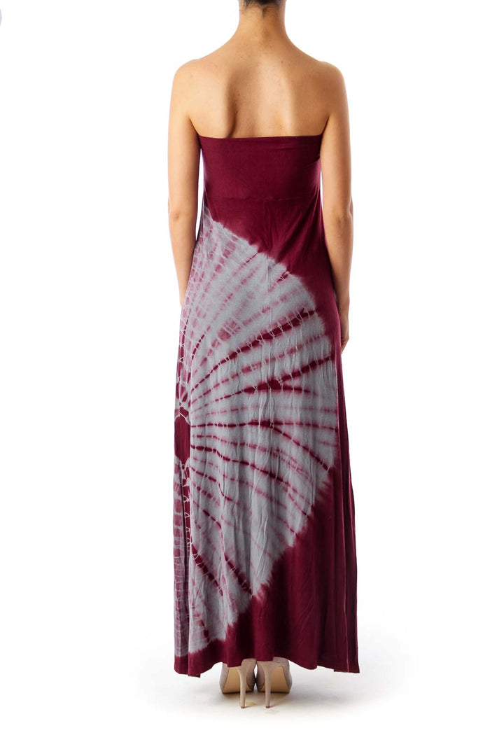 Burgundy & Gray Dyed Maxi Dress