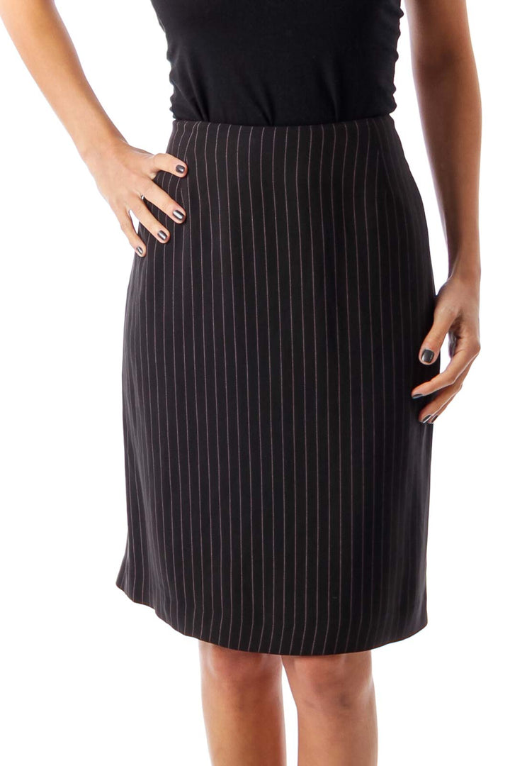 Black Stripe Pencil Skirt