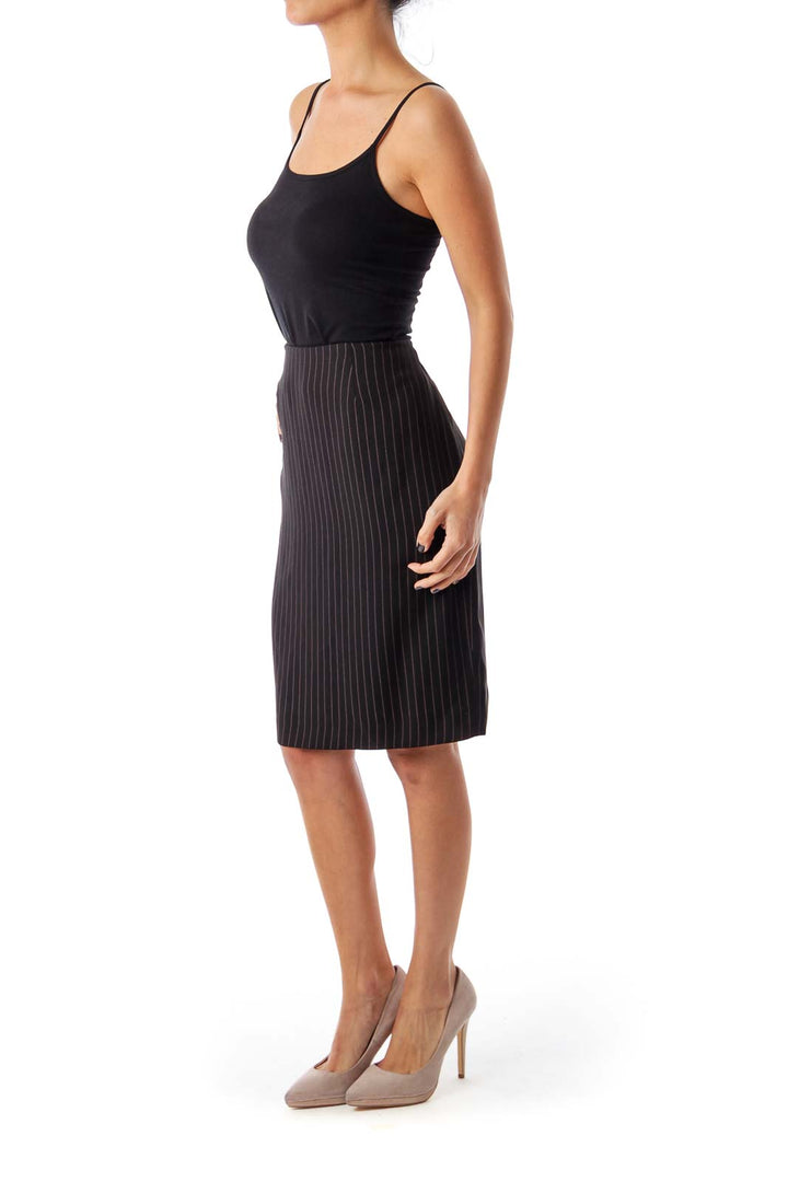 Black Stripe Pencil Skirt