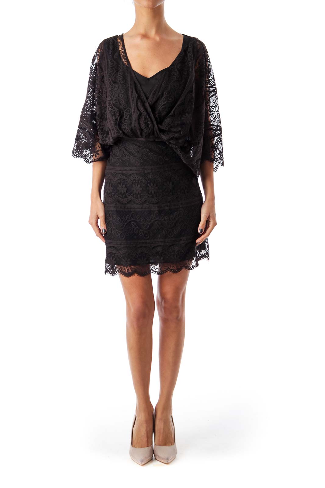 Black Laced Bell Sleeve Dress