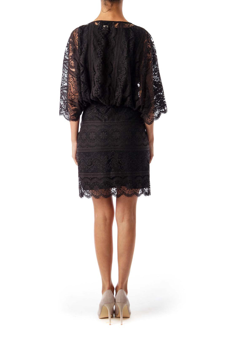 Black Laced Bell Sleeve Dress