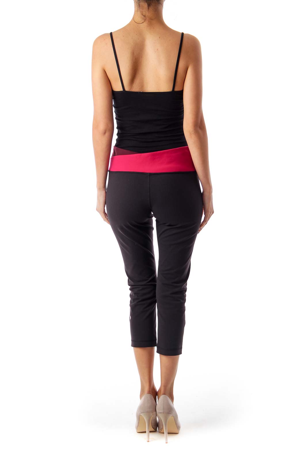 Black & Red Cropped Yoga Pants